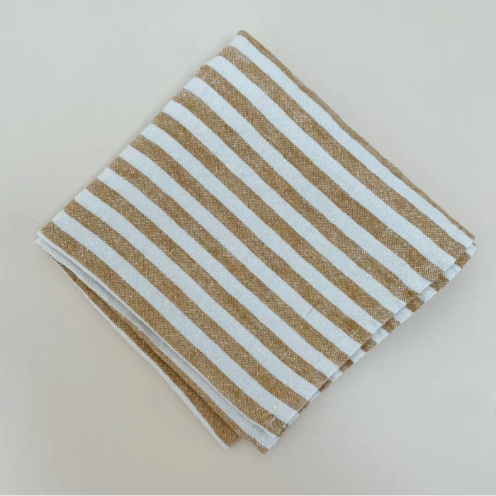 Haps Nordic | Servietter i hør 2-pak | Marine Stripe Mustard/Nature