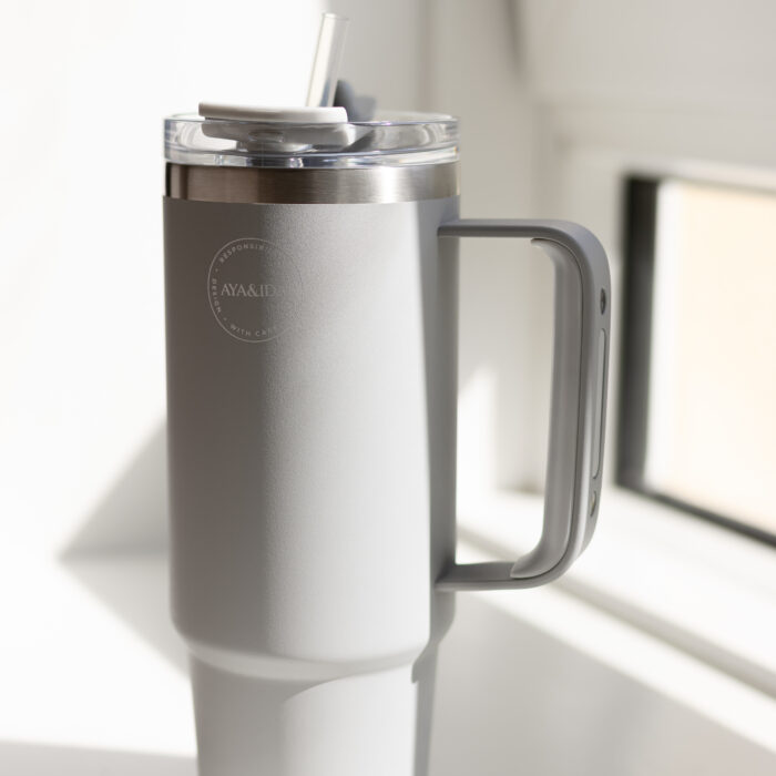 AYA & IDA | Thermo Cup with Straw | Light Grey | 885 ml